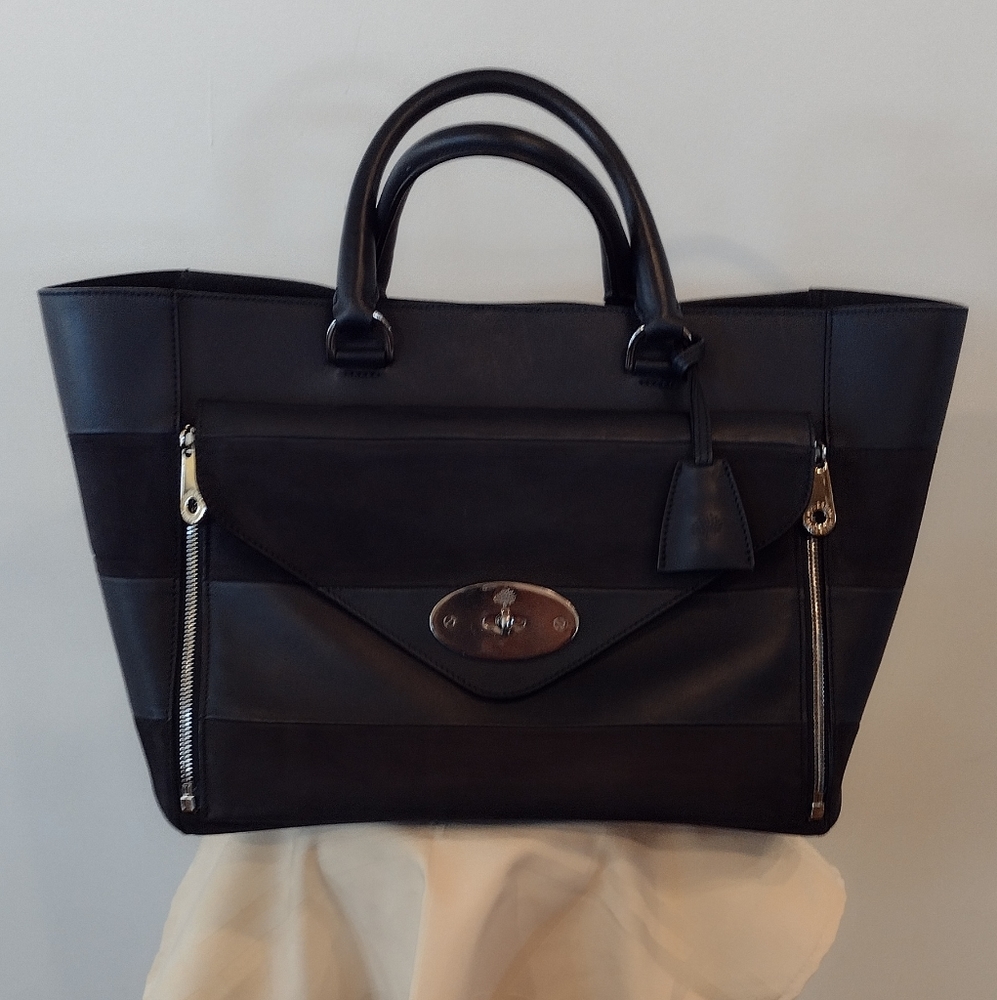 Authentic Mulberry Silky Calf Nubuck Stripe Medium Tote bag